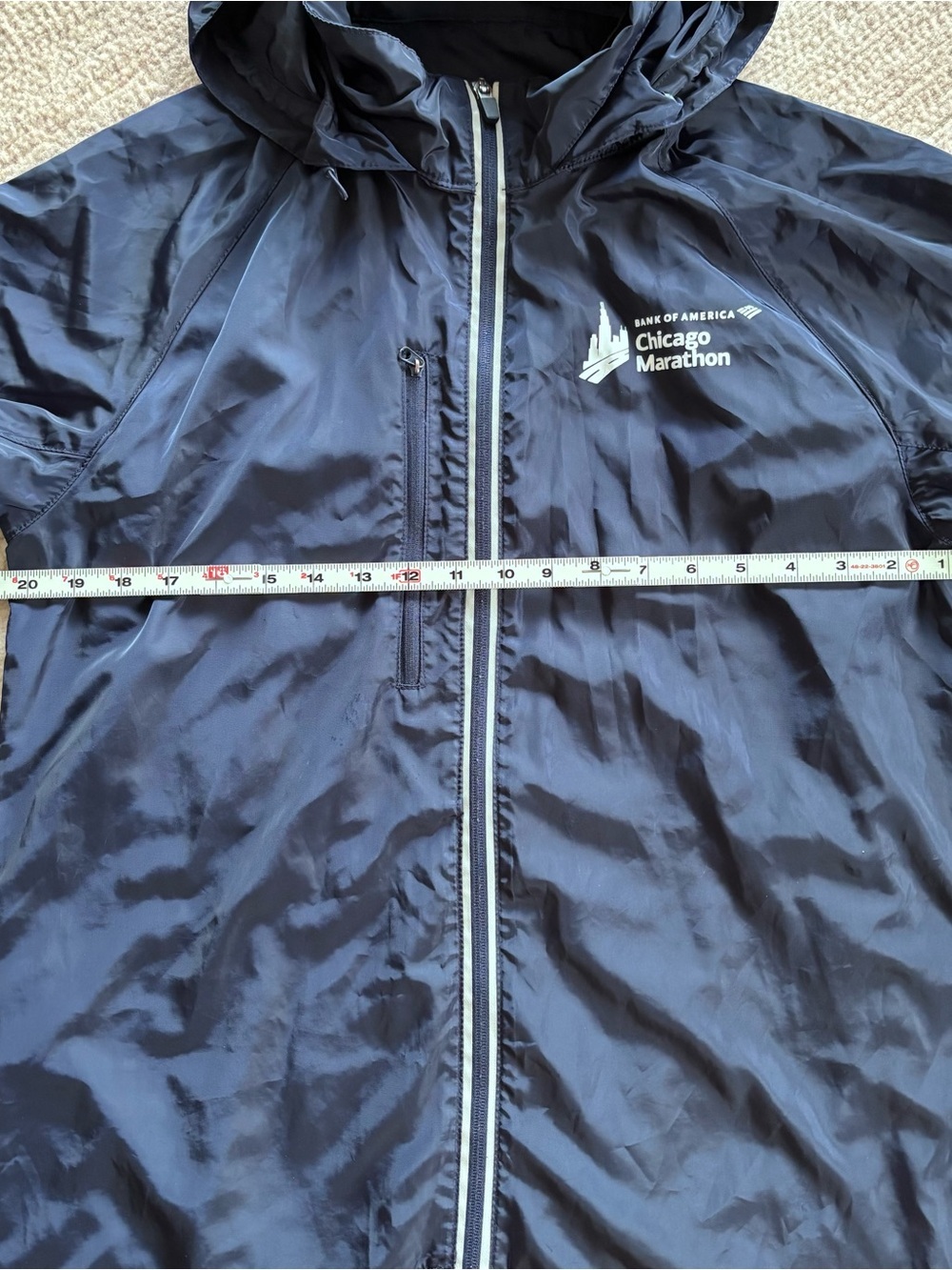 Navy Hooded Windbreaker Running Jacket - Chicago Marathon - Picture 7 of 12